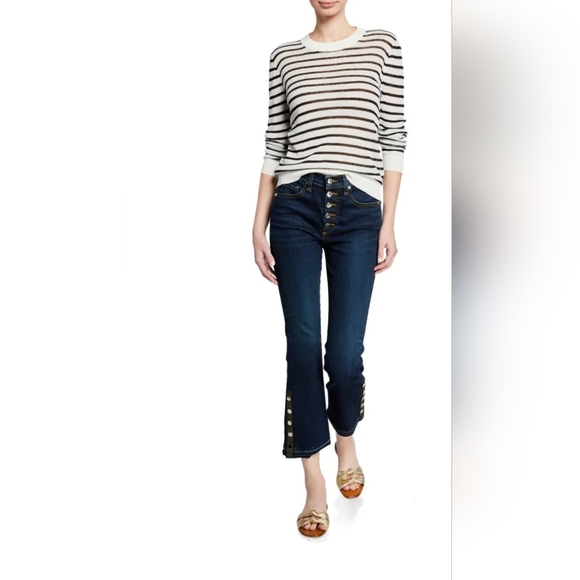 NWOT Veronica Beard Jeans Carolyn Button Hem Baby Boot High Rise Crop Jean - Picture 14 of 14